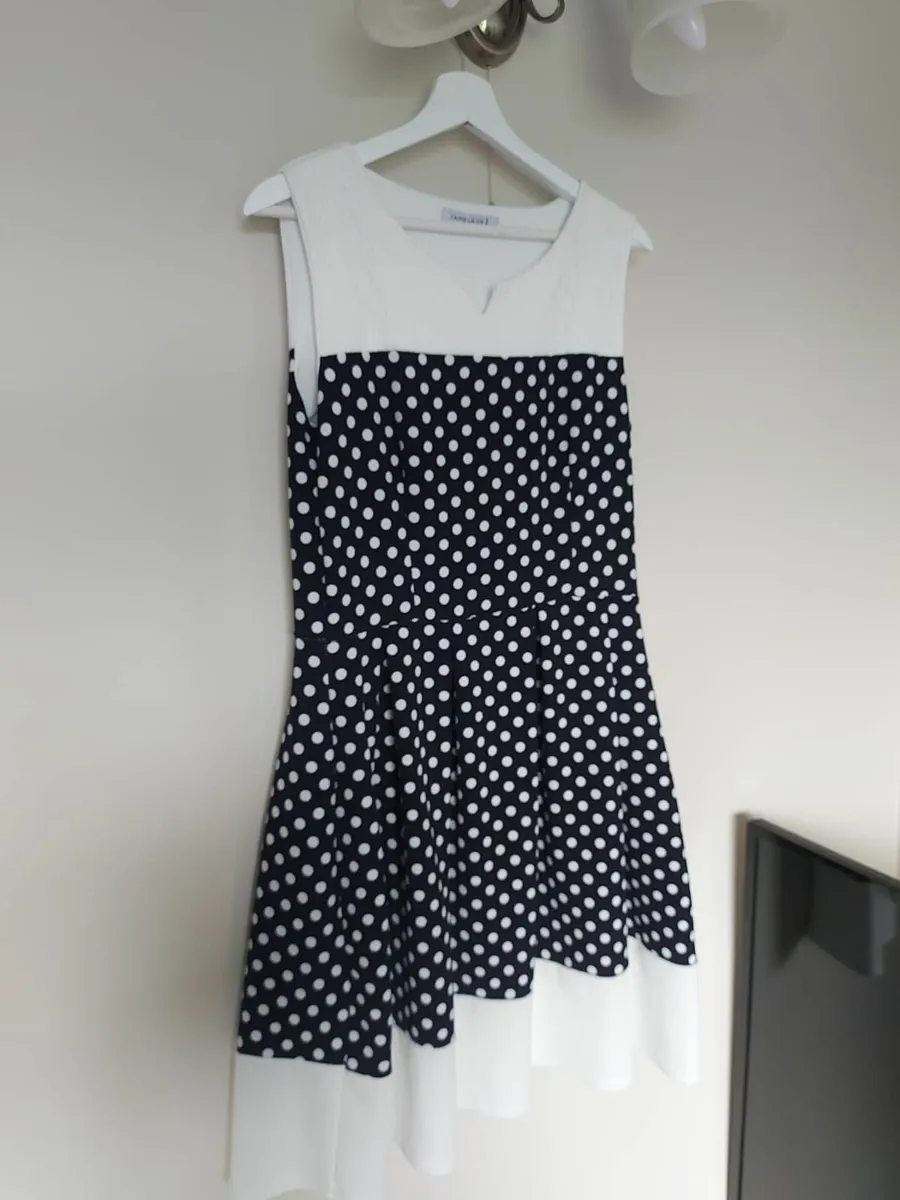 Polka Dot Dress in Navy & White - Image 2