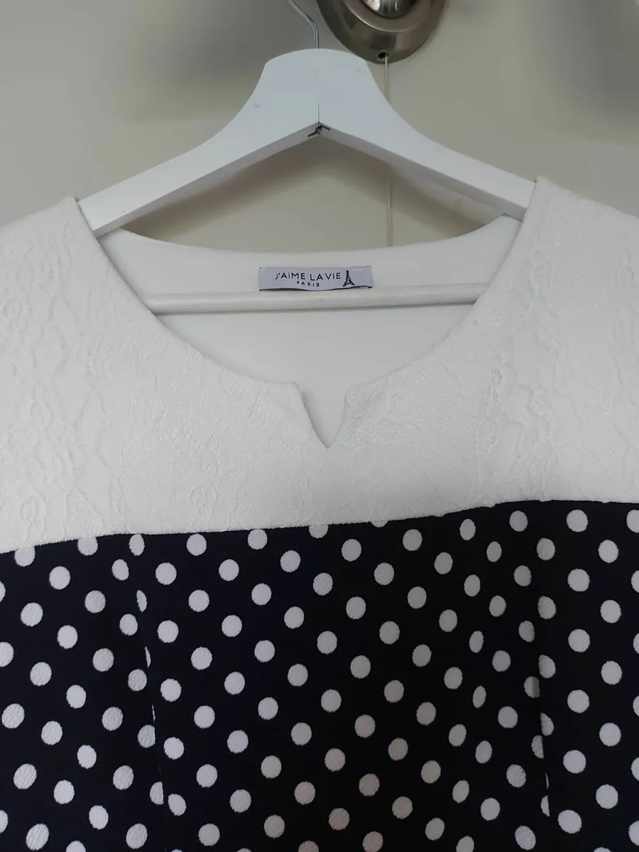 Polka Dot Dress in Navy & White - Image 3