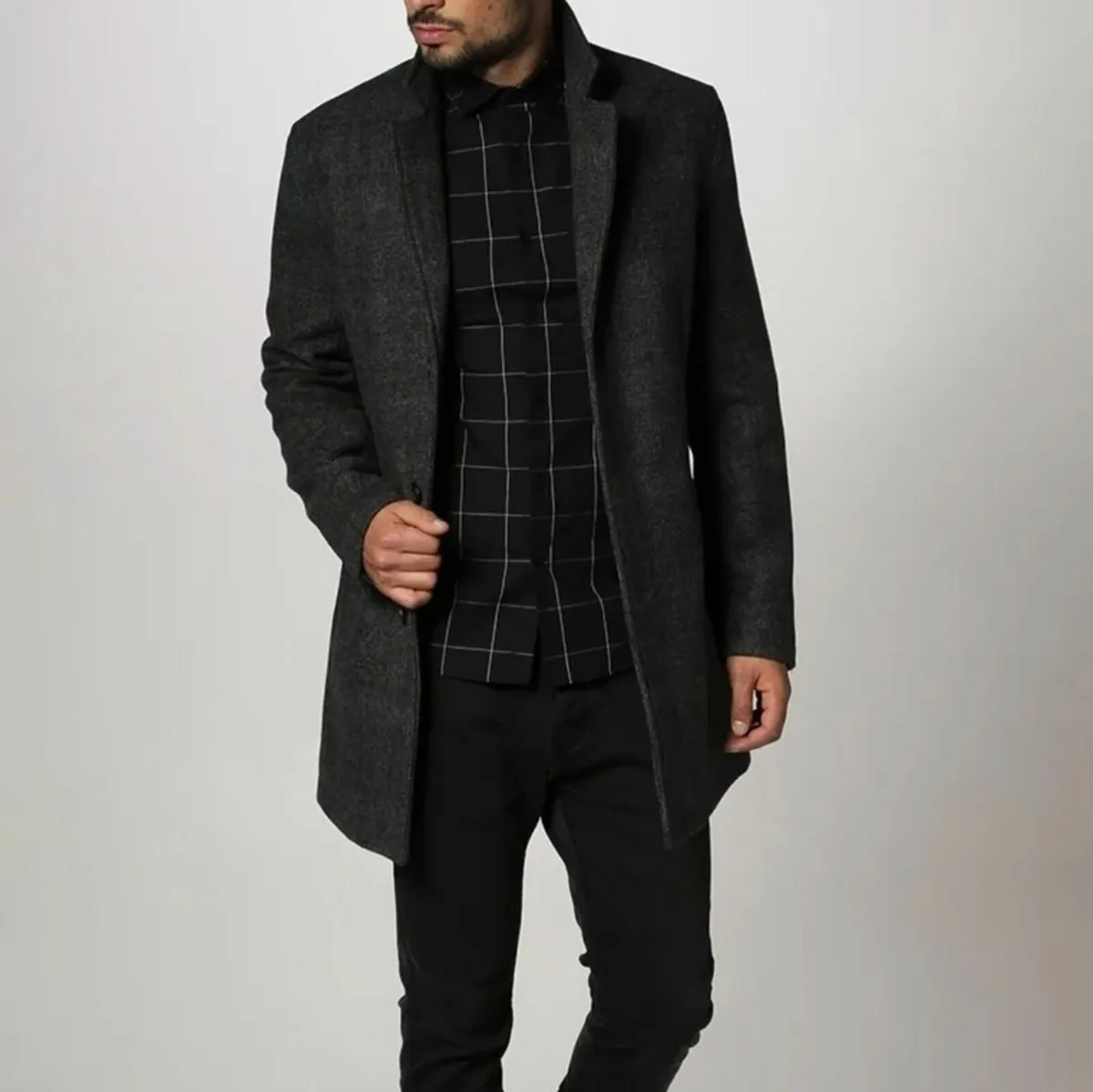 Topman Grey Classic Coat Size L Wool Blend - Image 2
