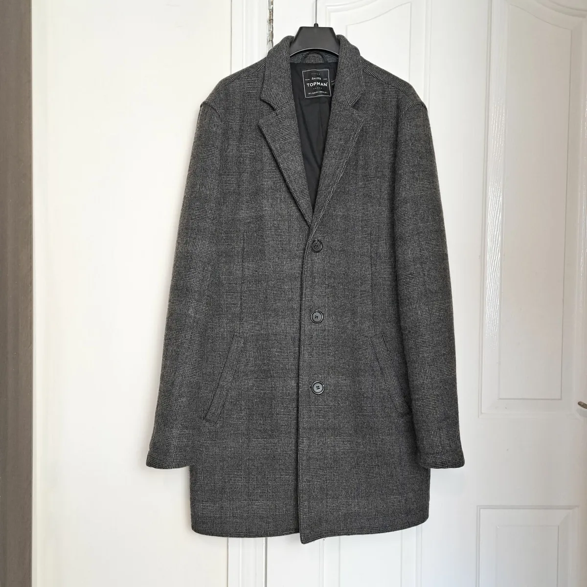 Topman Grey Classic Coat Size L Wool Blend - Image 1