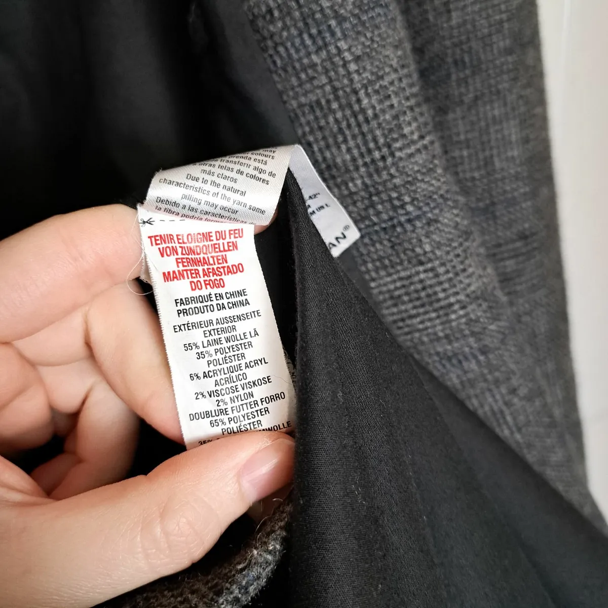 Topman Grey Classic Coat Size L Wool Blend - Image 4
