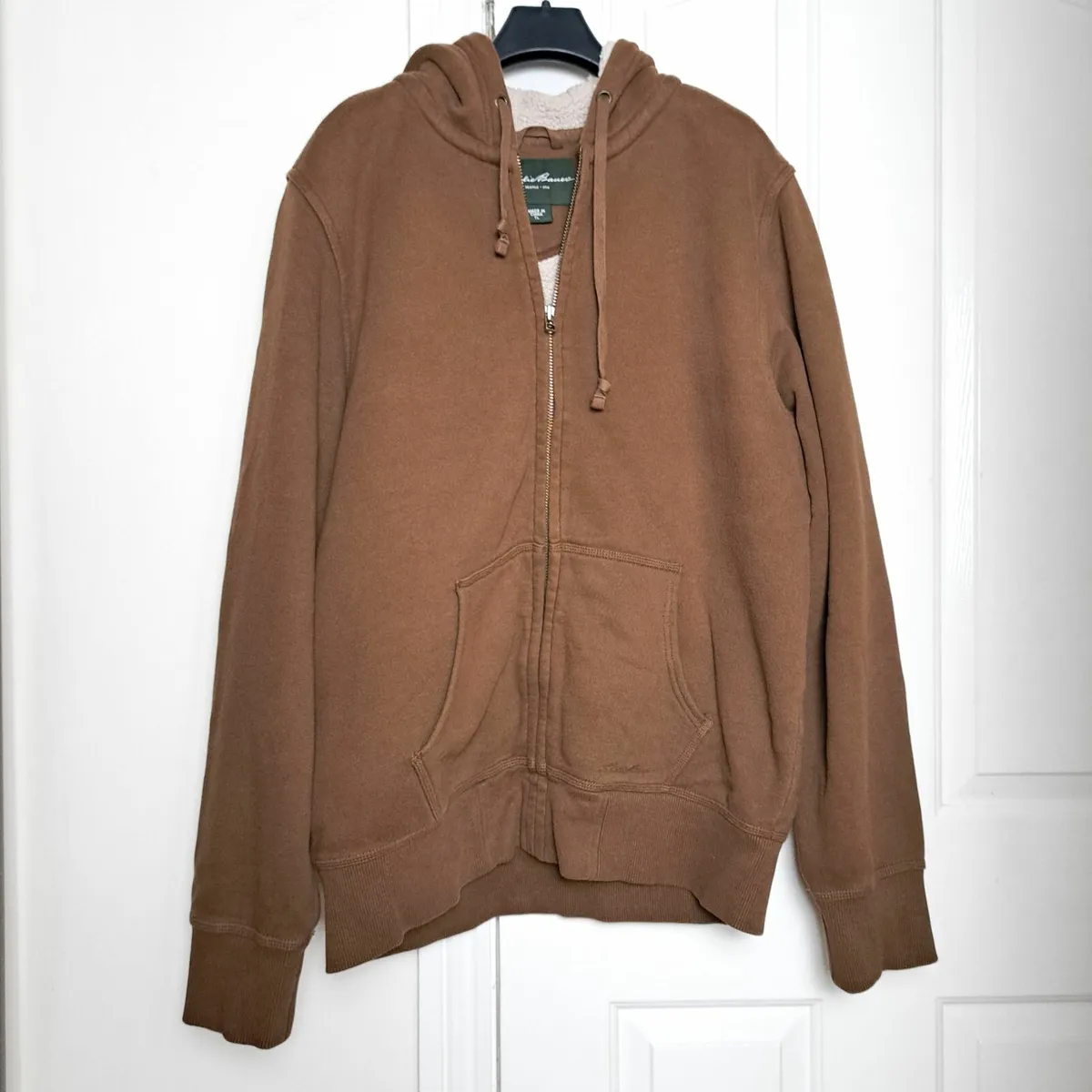 Eddie Bauer Brown Borg Lined Hoodie Jacket Size L - Image 1