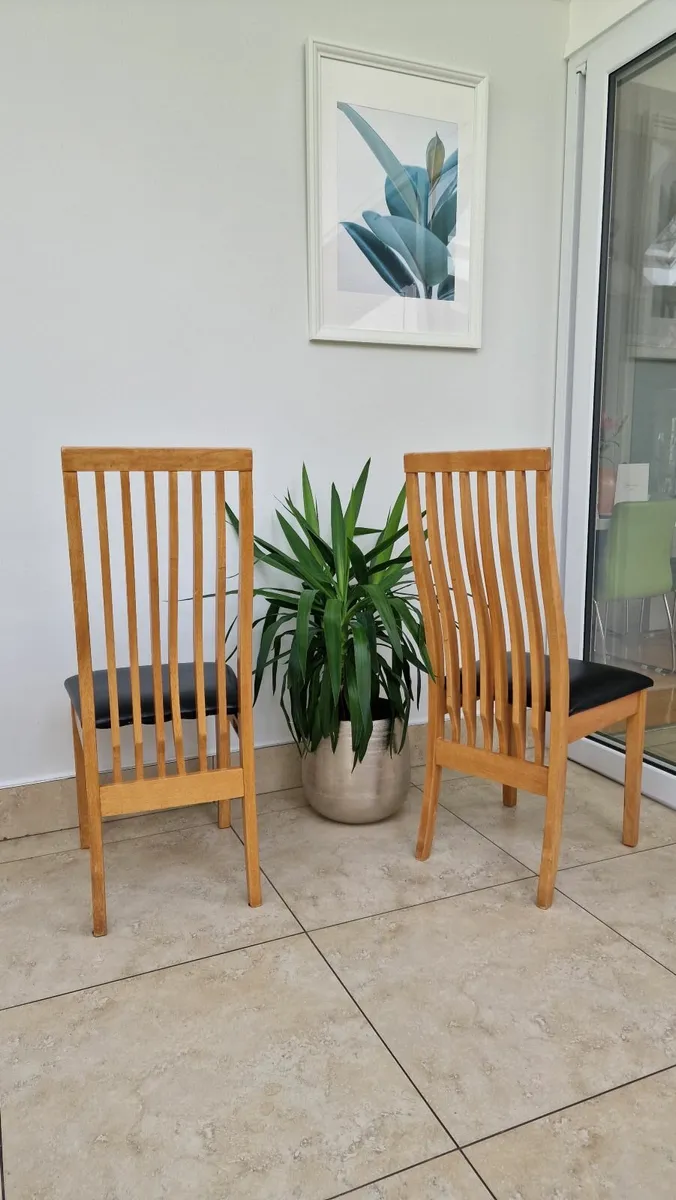 2 x Solid wood dining chairs - Image 2