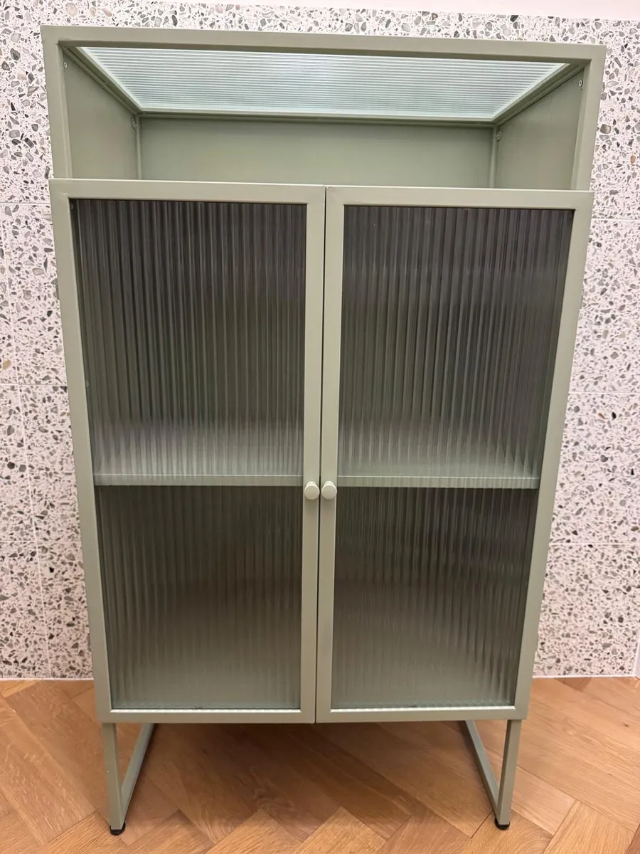 Modern Glass & Metal Cabinet – As New - Image 1