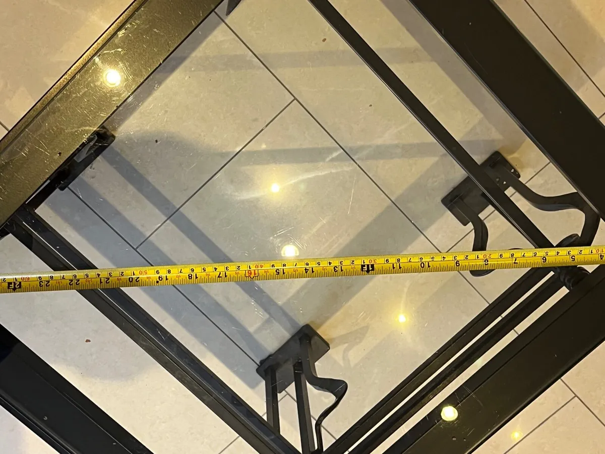Cast iron table with glass top - Image 4