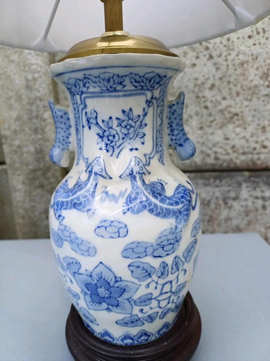 1950/60s Chinese Blue & White Lamps - Image 3