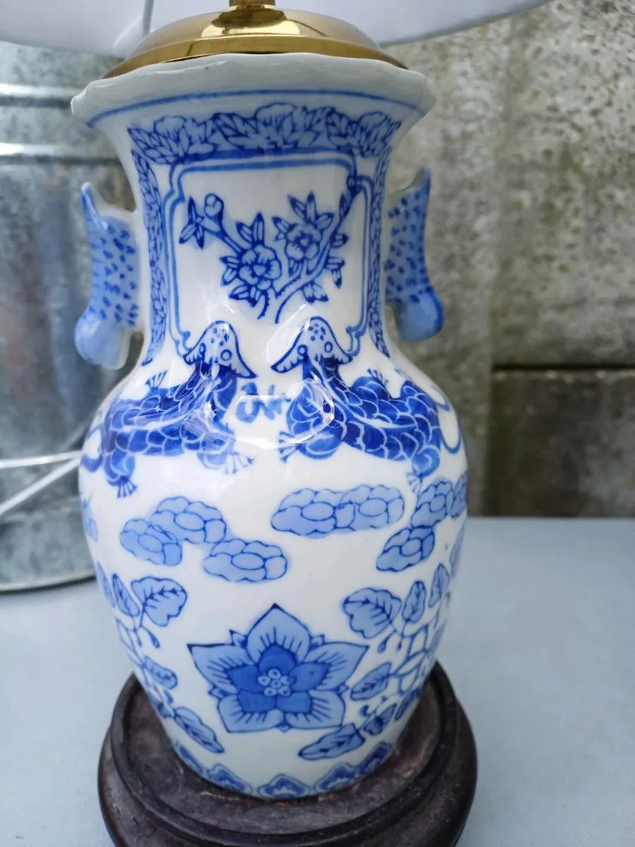 1950/60s Chinese Blue & White Lamps - Image 4