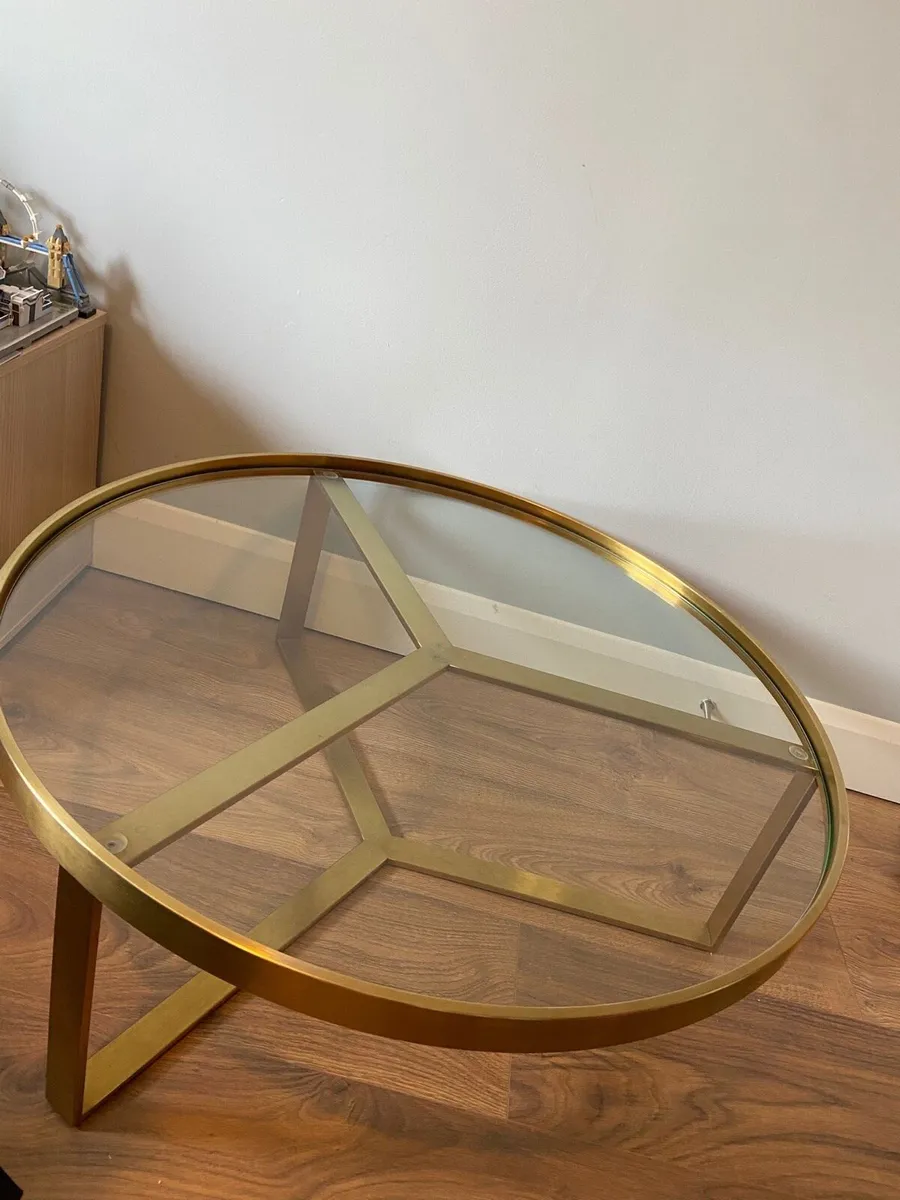 Circle brass glass table - Image 2