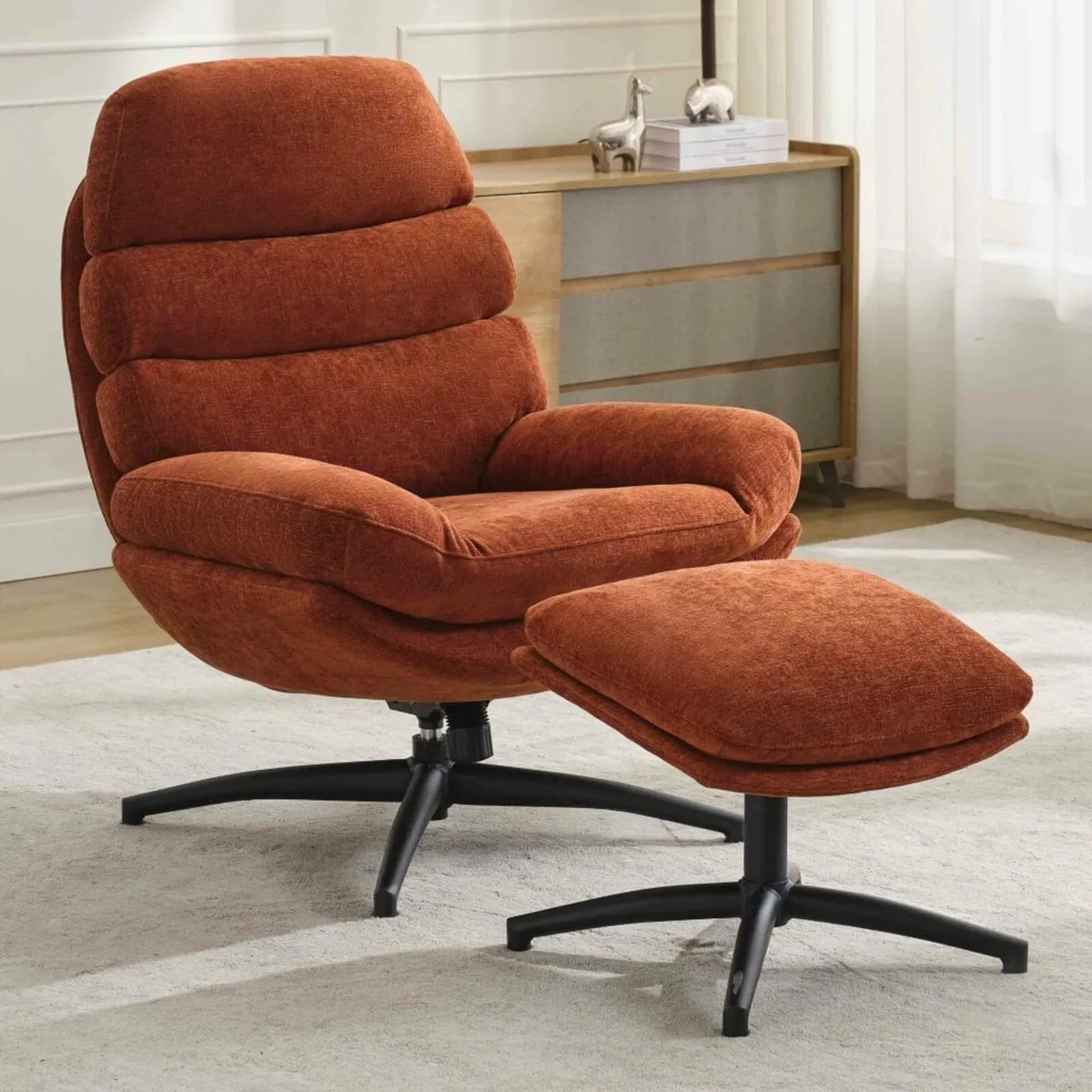 Brand new Clark swivel chair and foot stool