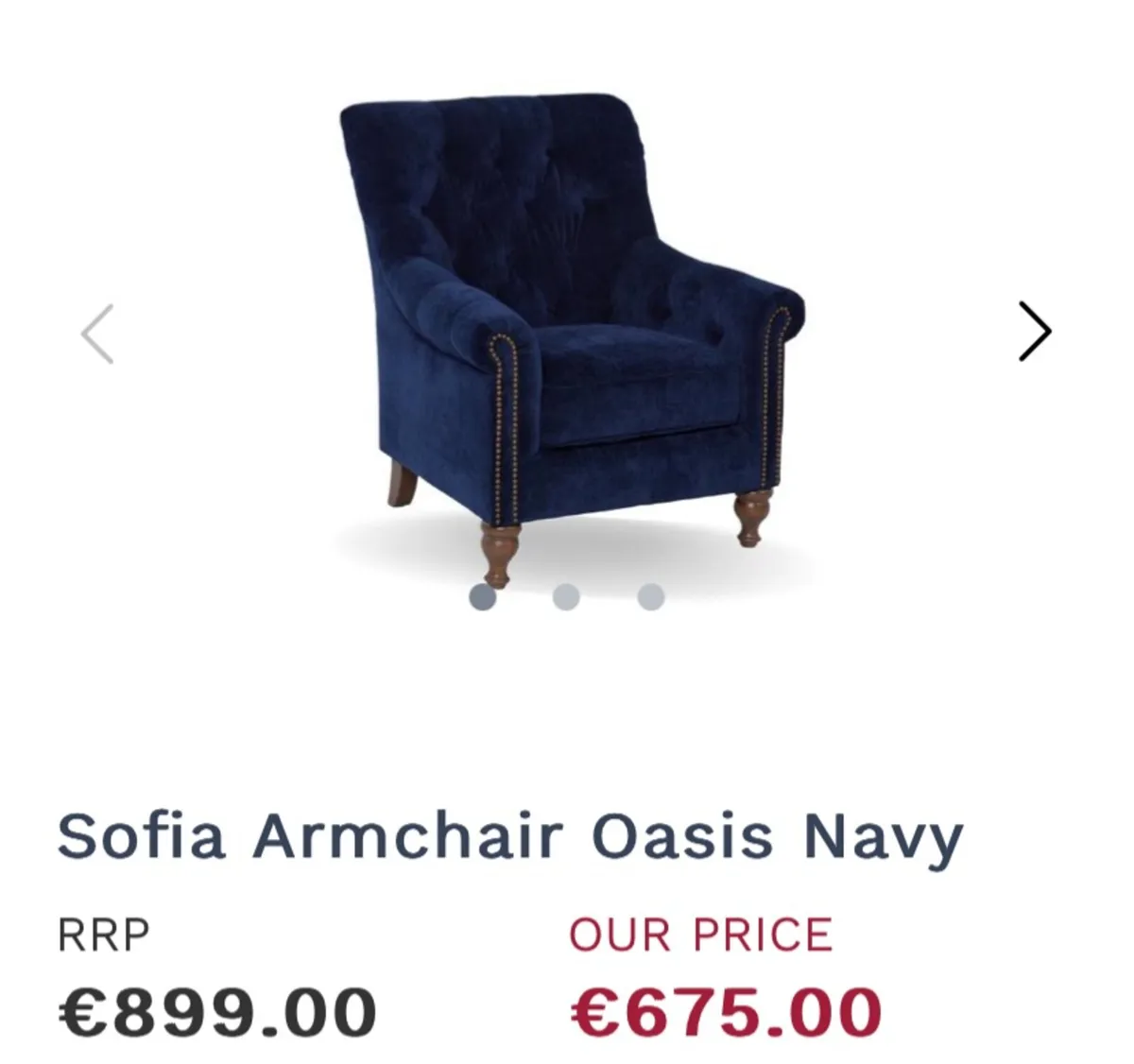 PAIR OF CASEY’S SOFIA ARMCHAIRS•OASIS NAVY• - Image 1