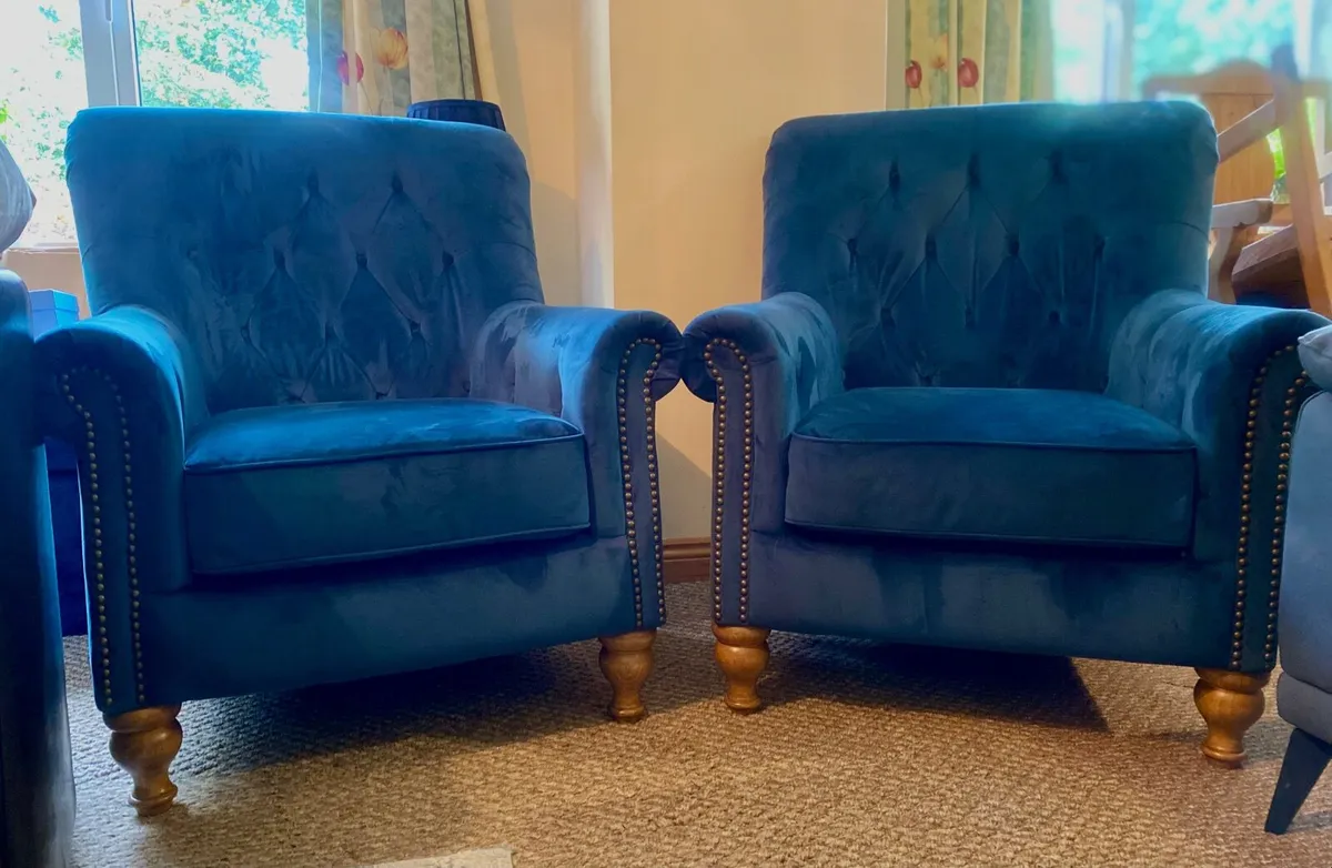 PAIR OF CASEY’S SOFIA ARMCHAIRS•OASIS NAVY• - Image 2