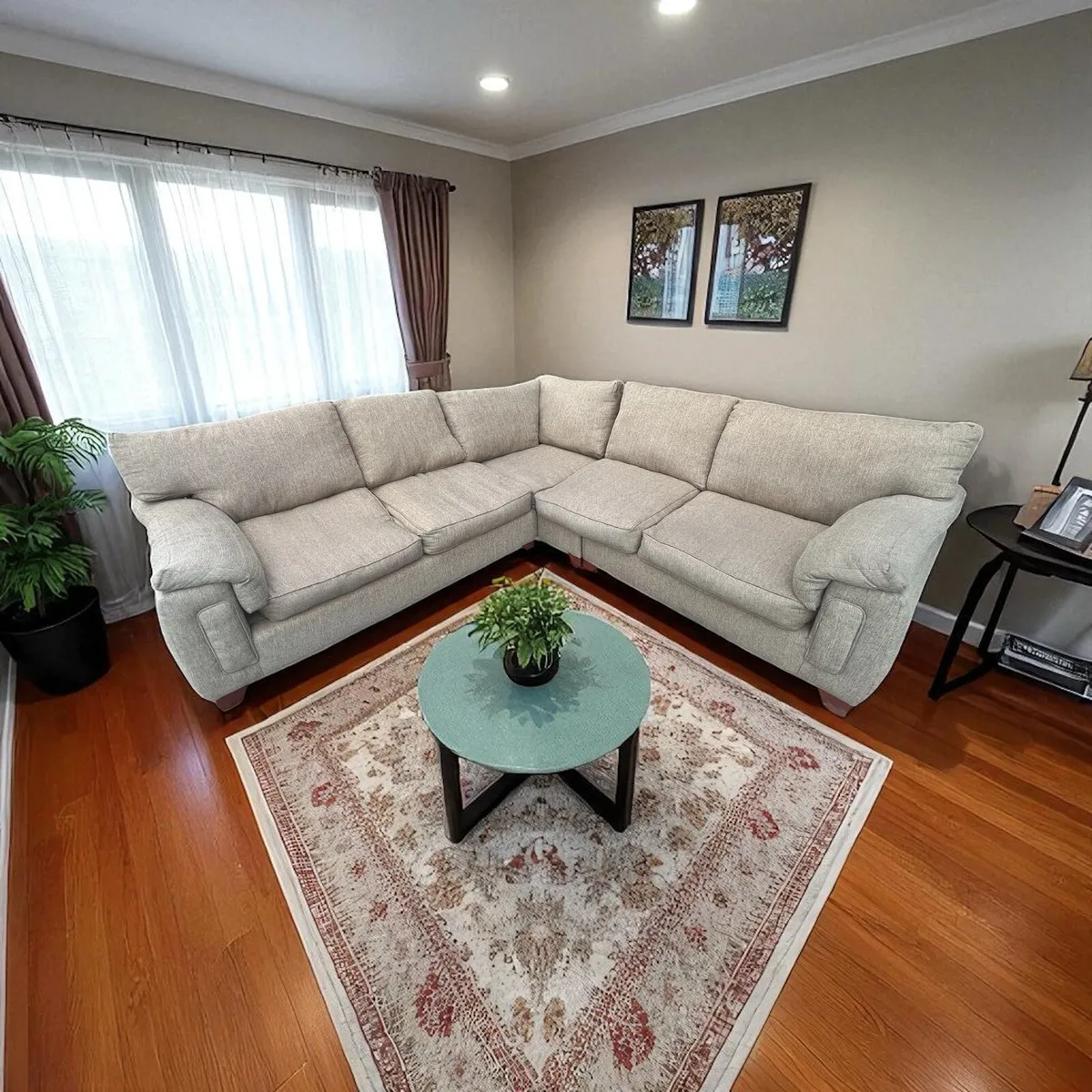 Large brown corner sofa L shaped delivery av - Image 1