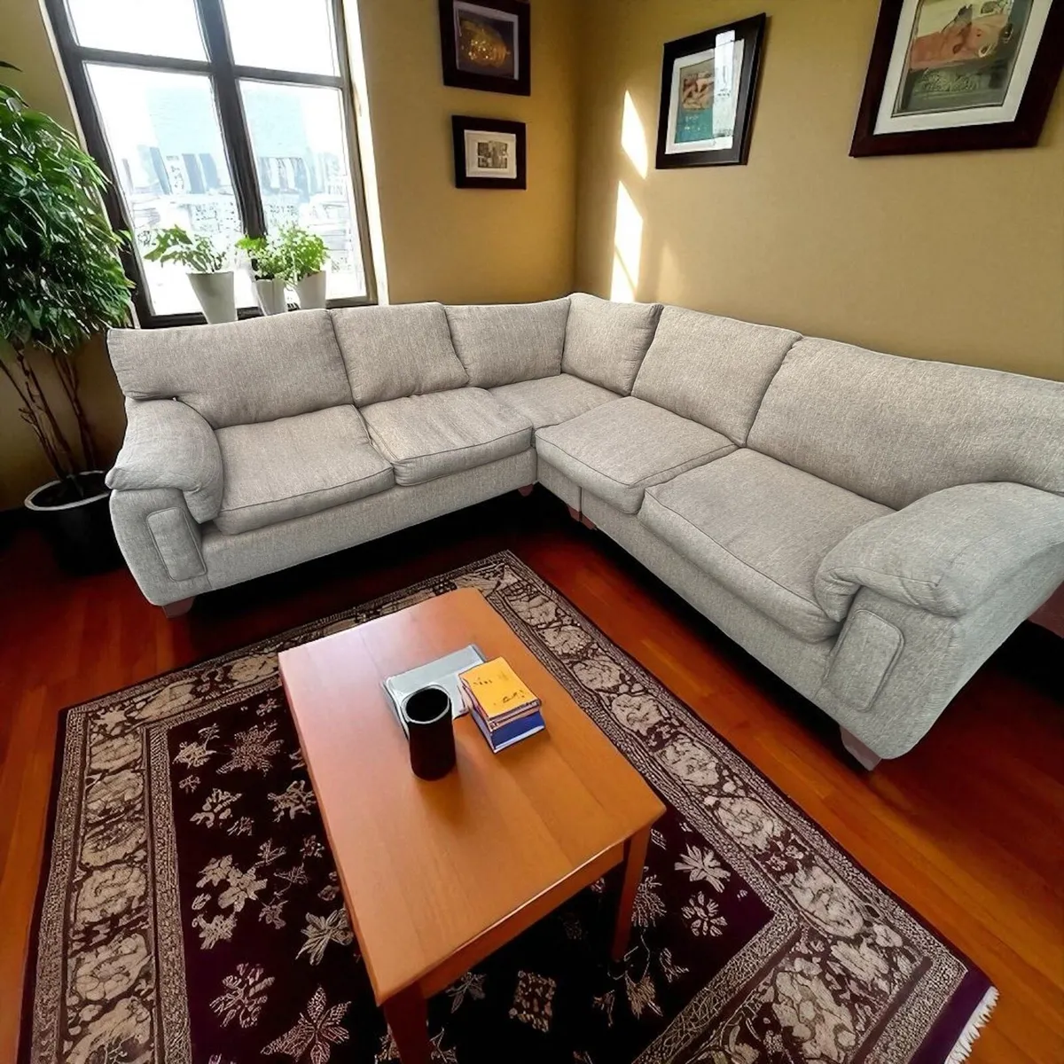 Large brown corner sofa L shaped delivery av - Image 2