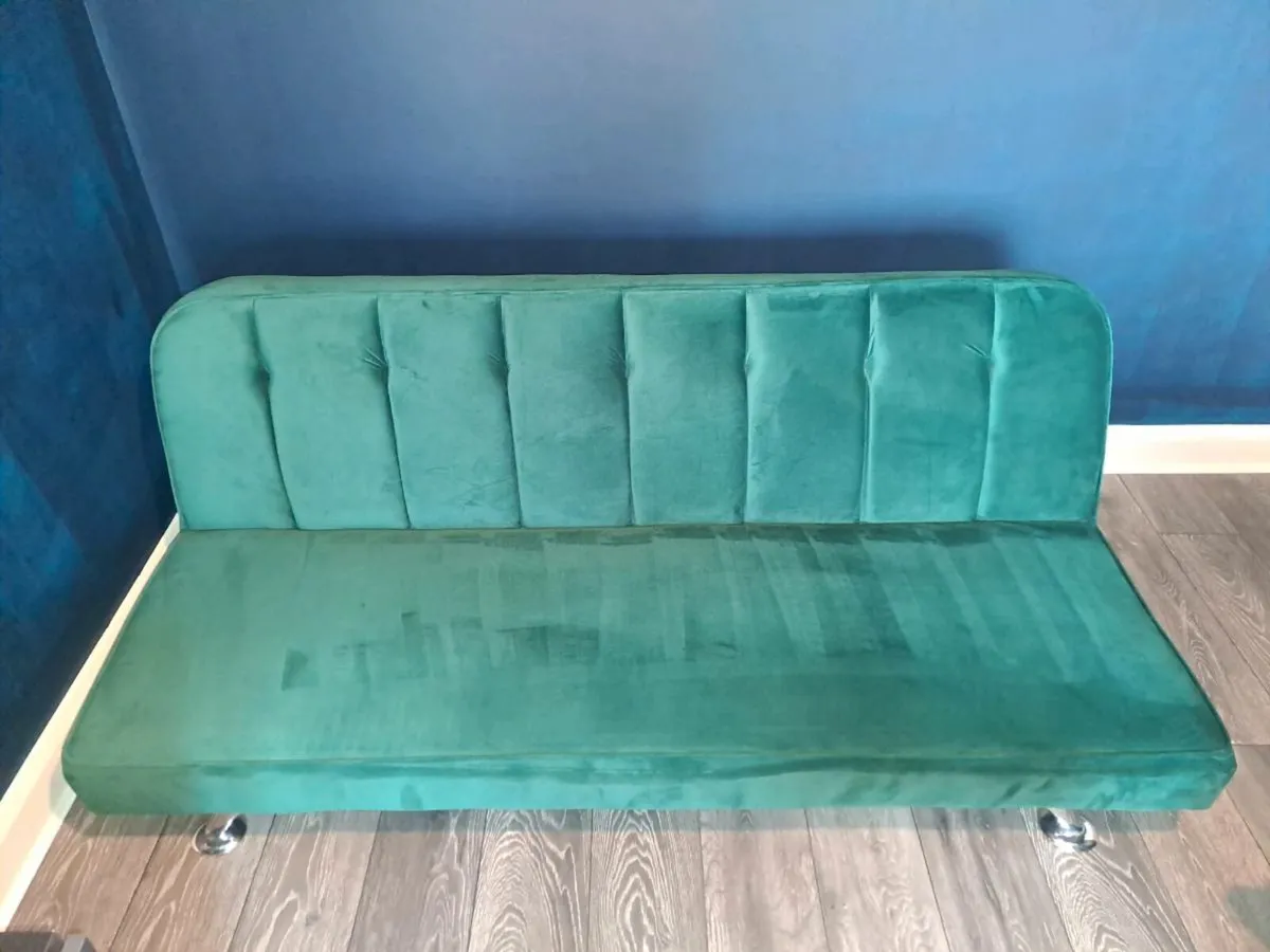 Green Velvet Sofa Bed - Image 2