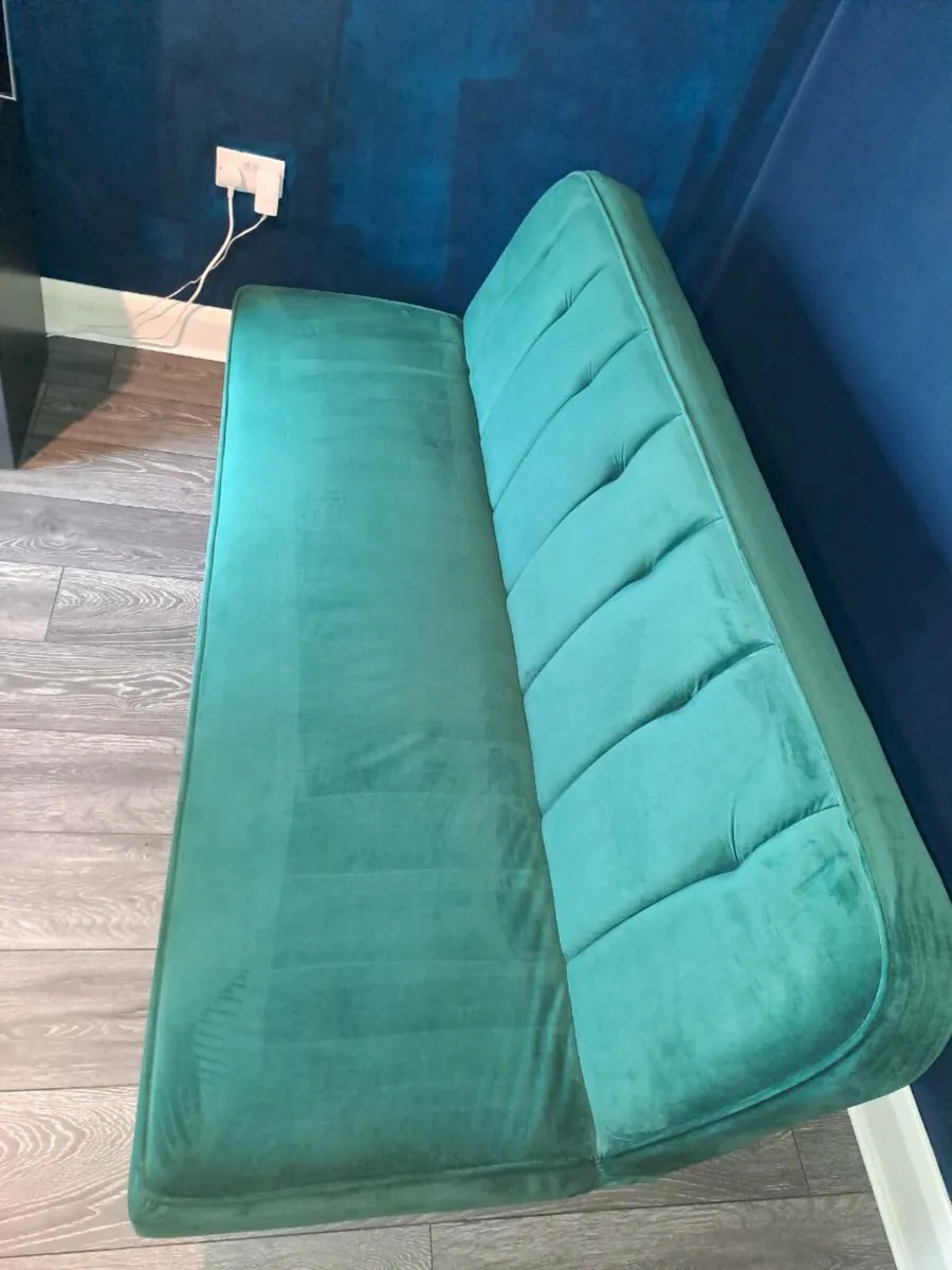 Green Velvet Sofa Bed - Image 3