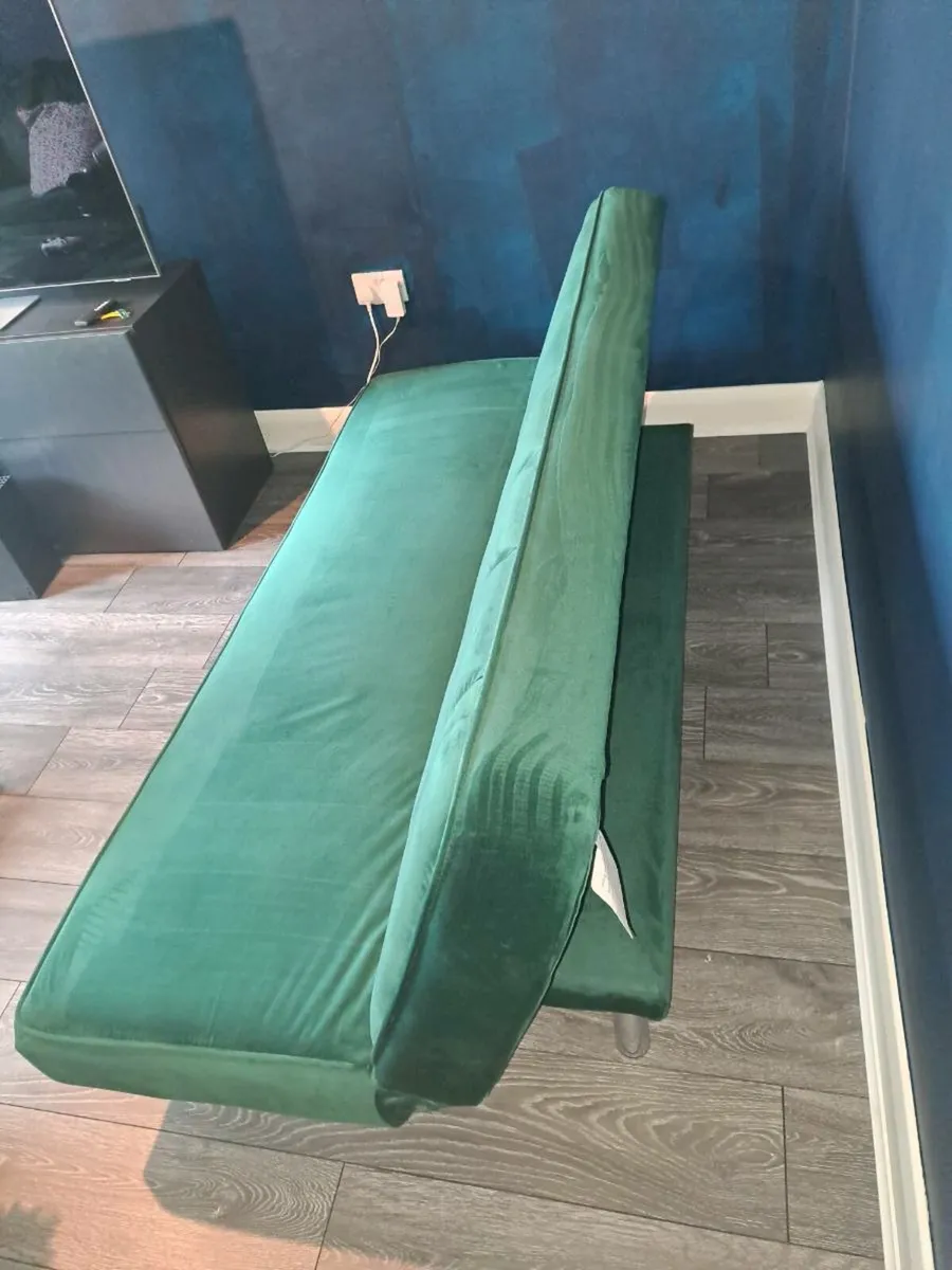 Green Velvet Sofa Bed - Image 4