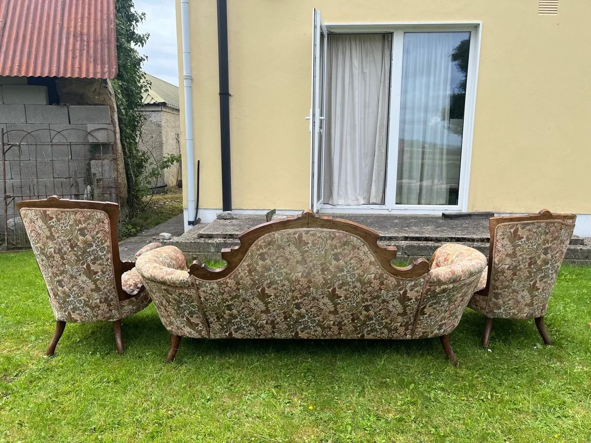 Antique sofa, chairs and dining chair set - Image 2