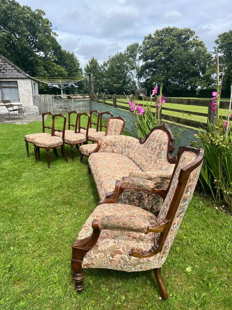 Antique sofa, chairs and dining chair set - Image 3