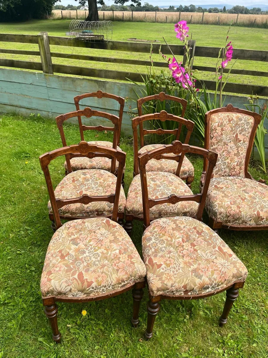Antique sofa, chairs and dining chair set - Image 4