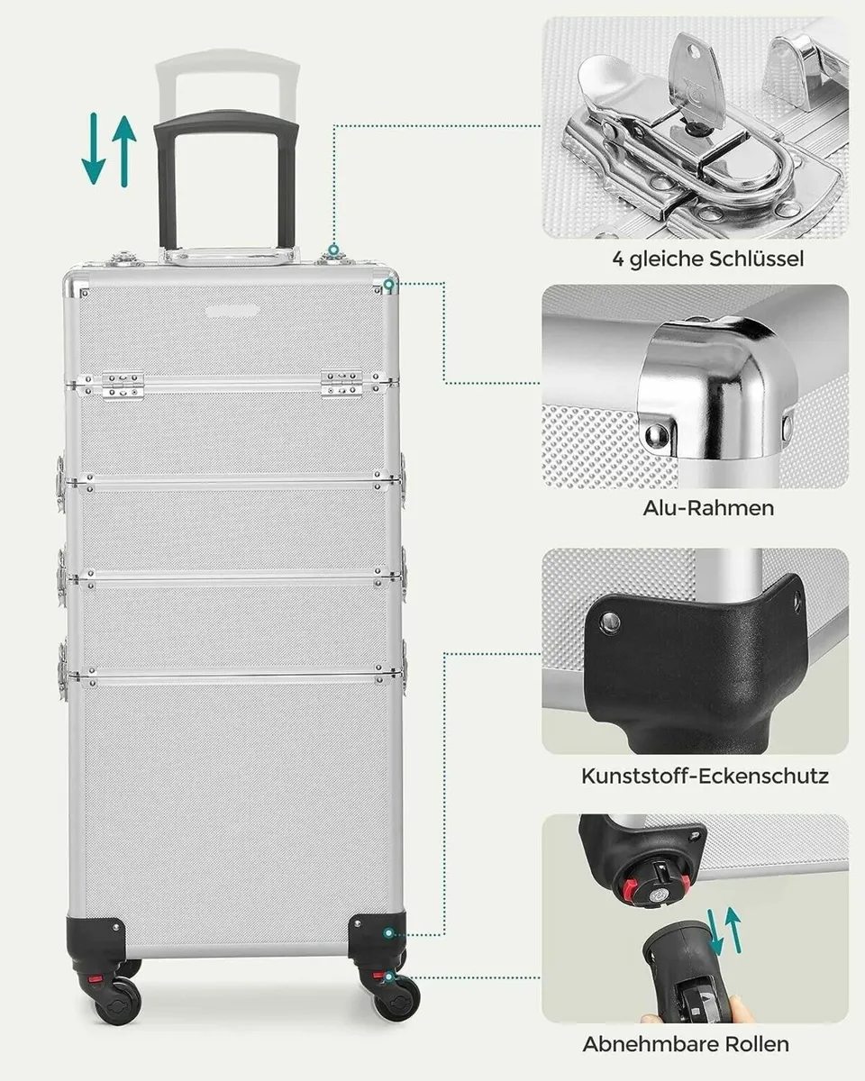 Makeup Trolley Case 4 in 1 with Wheels - Image 3