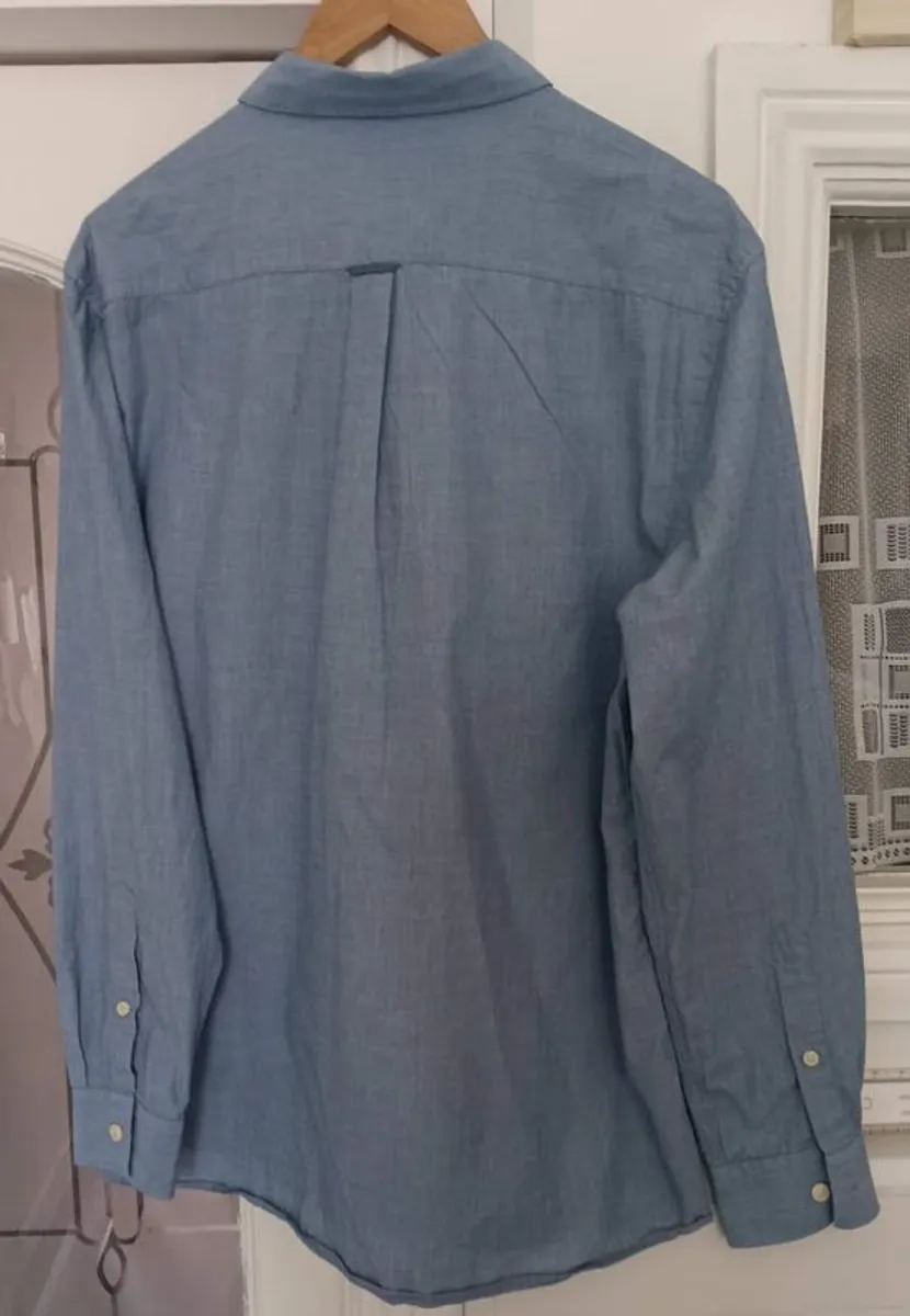 Jaeger Mens Blue Cotton Shirt - Image 2