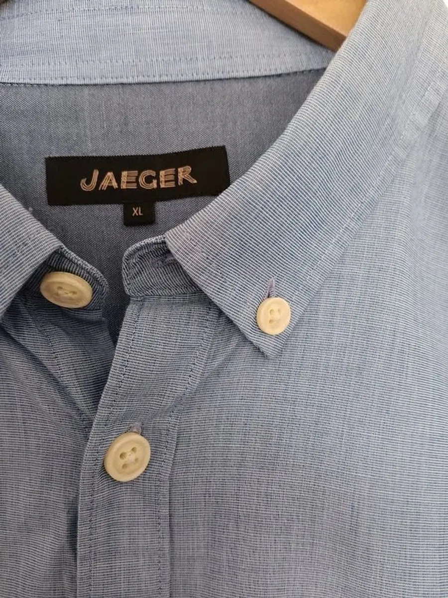 Jaeger Mens Blue Cotton Shirt - Image 3