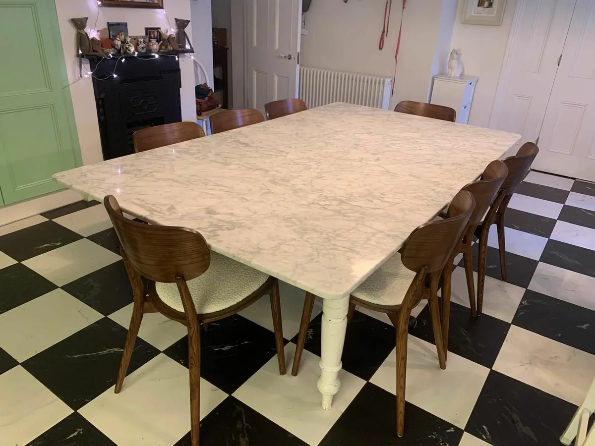 Large Marble-top Dining Table - Image 1