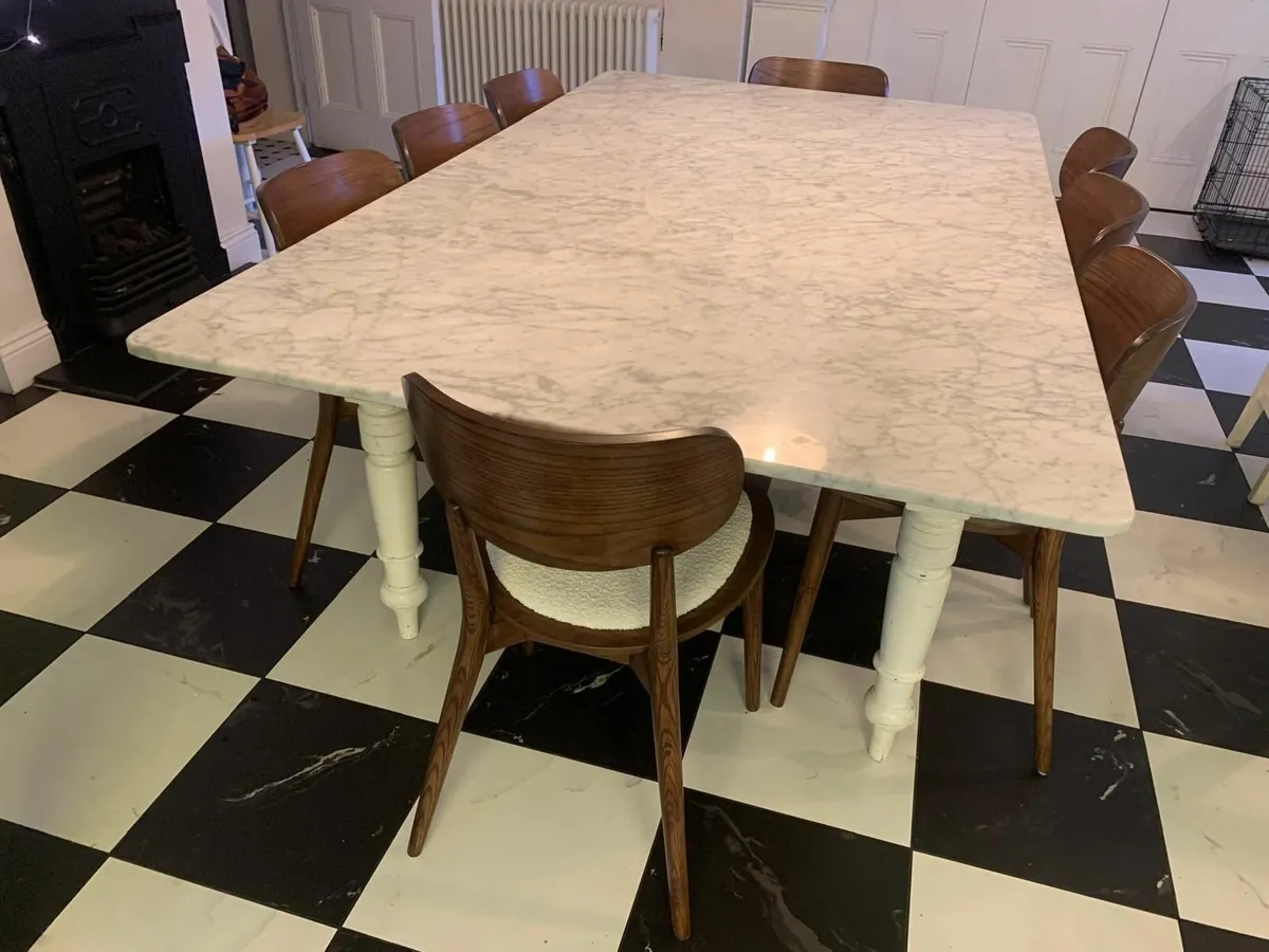 Large Marble-top Dining Table - Image 3