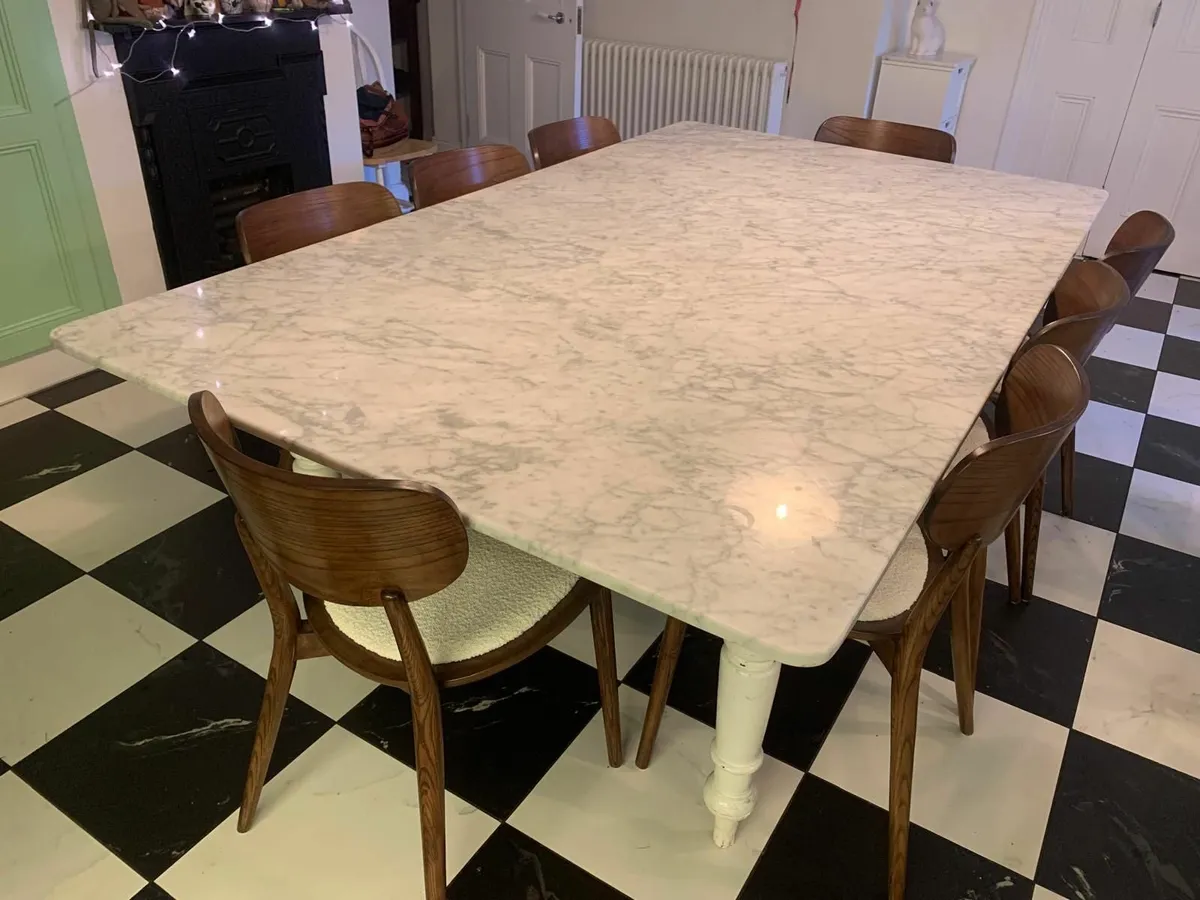 Large Marble-top Dining Table - Image 4