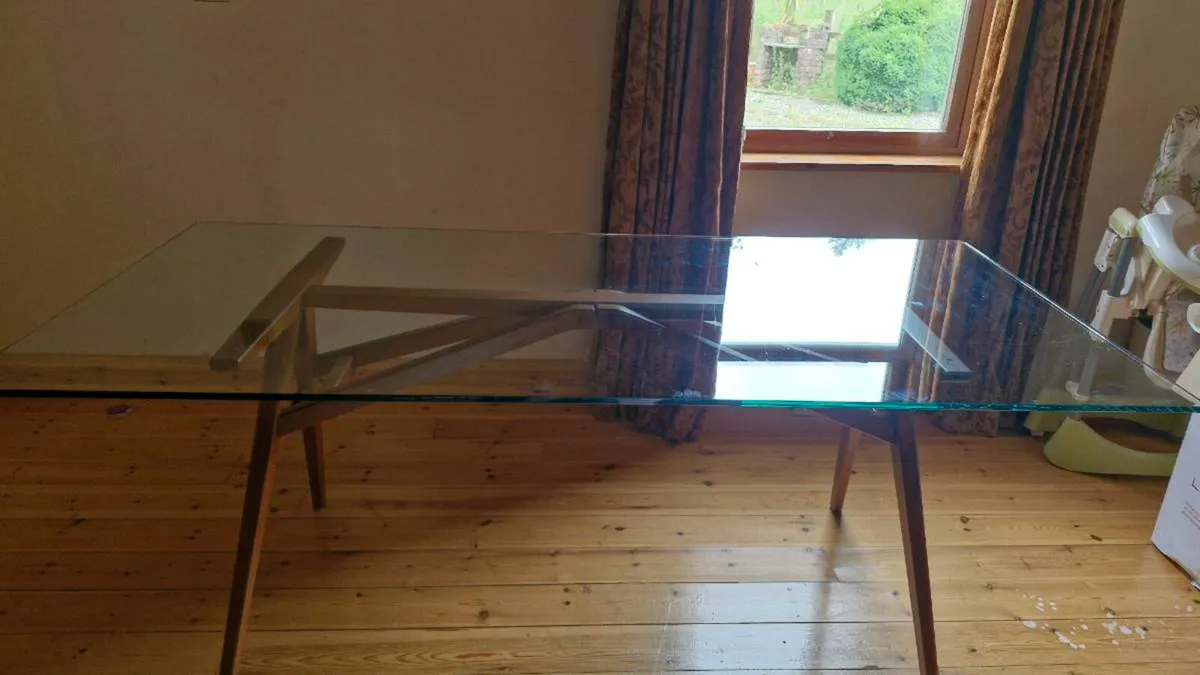 Mango Wood and Glass Dining Room Table - Image 2