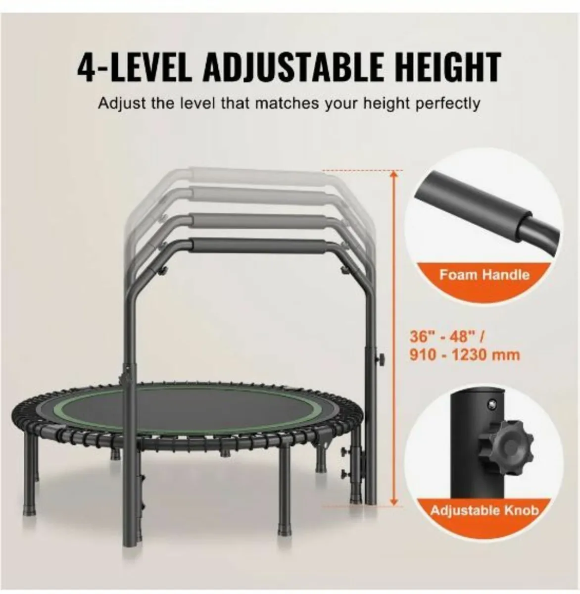 51" Foldable Mini Fitness Trampoline Adults - Image 3