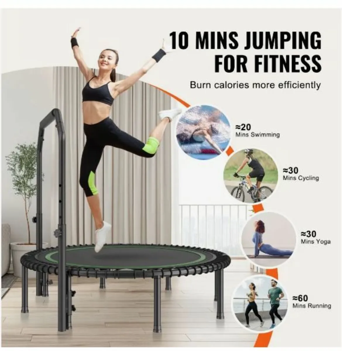 51" Foldable Mini Fitness Trampoline Adults - Image 4