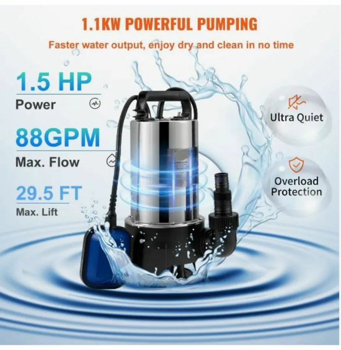 Submersible Water Pump, 1100W - Image 3