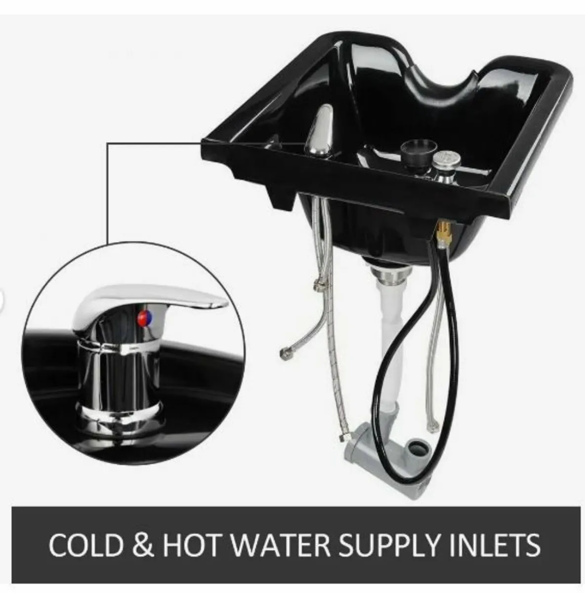 Shampoo Bowl Black ABS Plastic Salon - Image 3