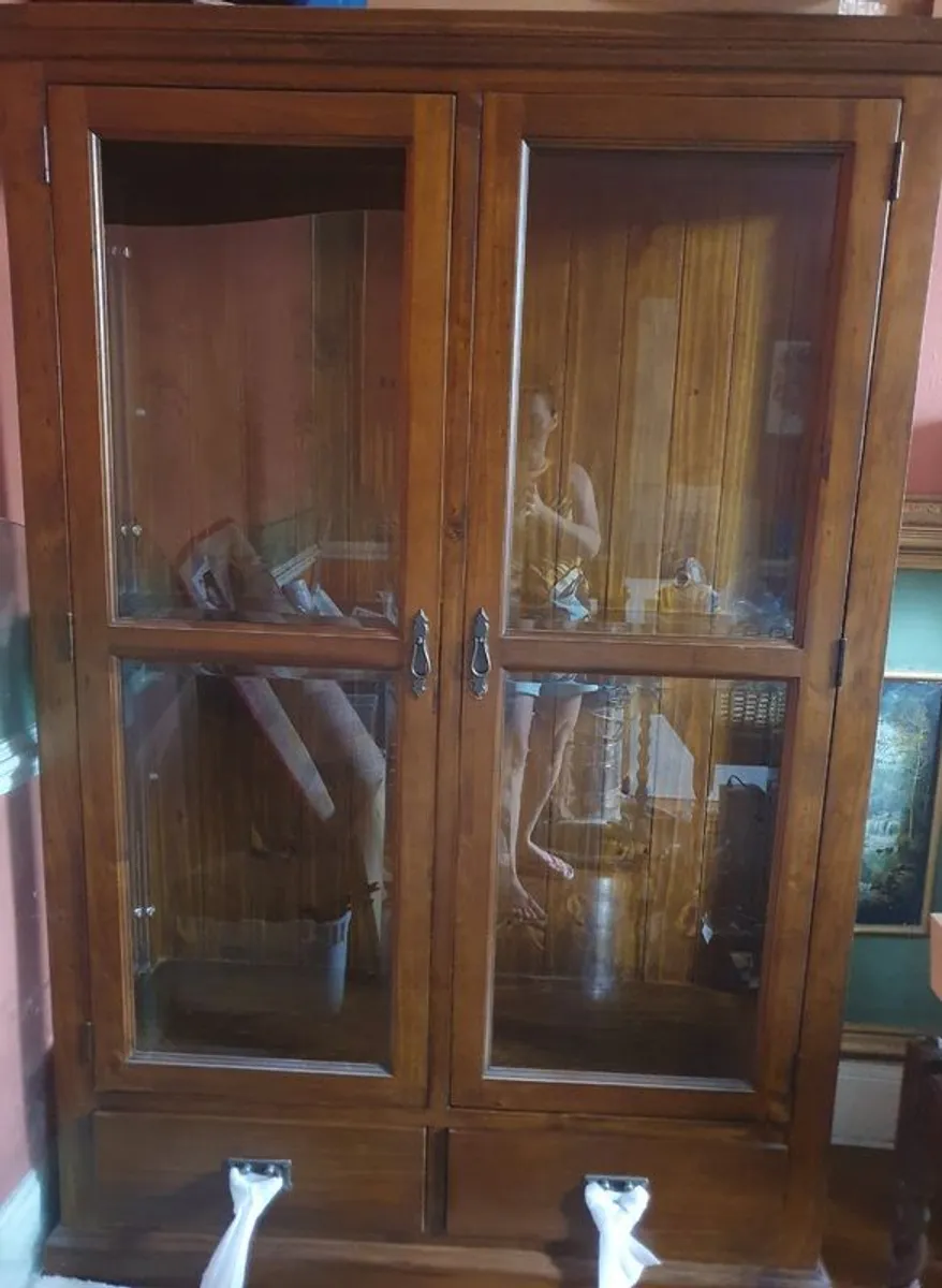 Wooden and glass display cabinet - Image 1