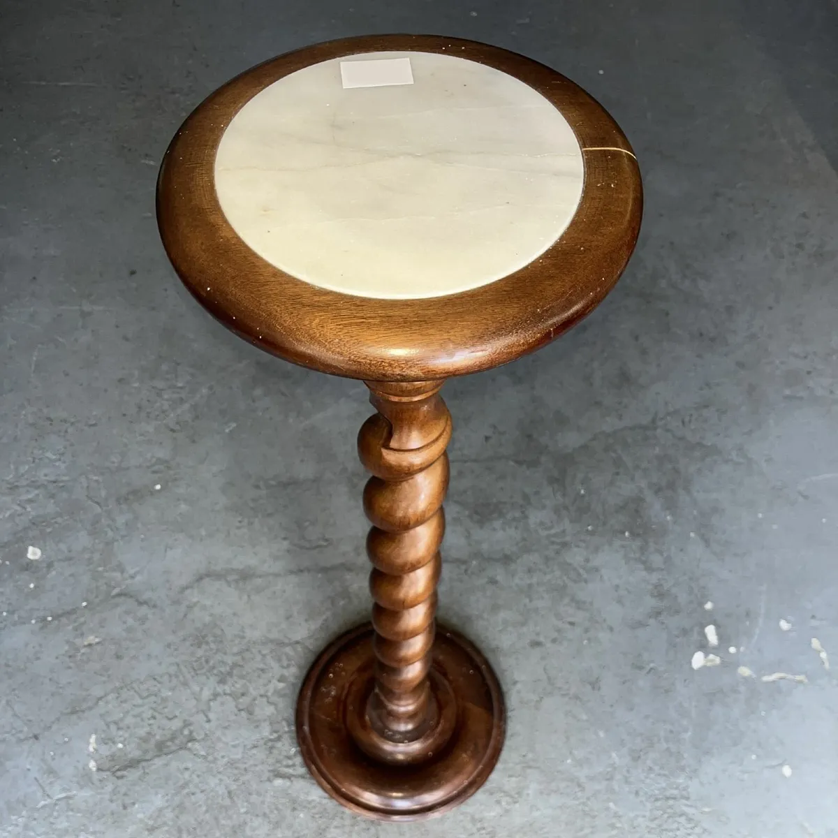 Vintage Teak Potstand with Marble inset - Image 3