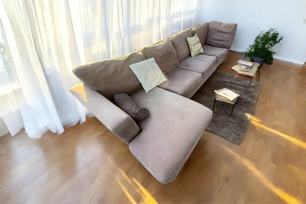 Brown corner sofa L shaped delivery available - Image 1