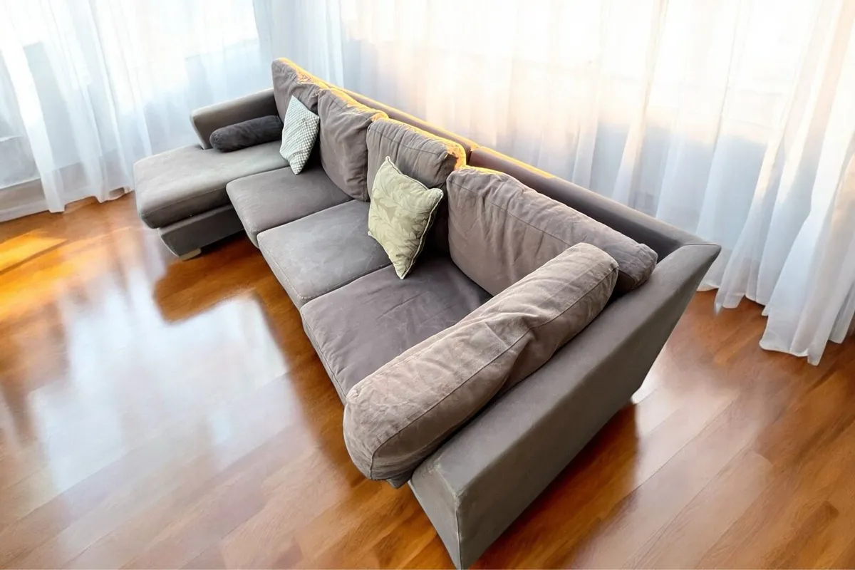 Brown corner sofa L shaped delivery available - Image 2