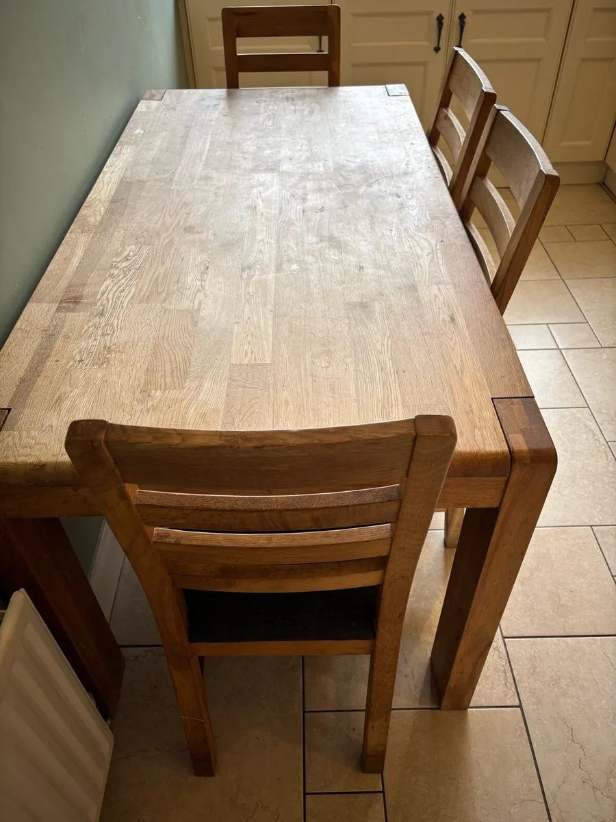 Oak Table & Chairs - Image 1