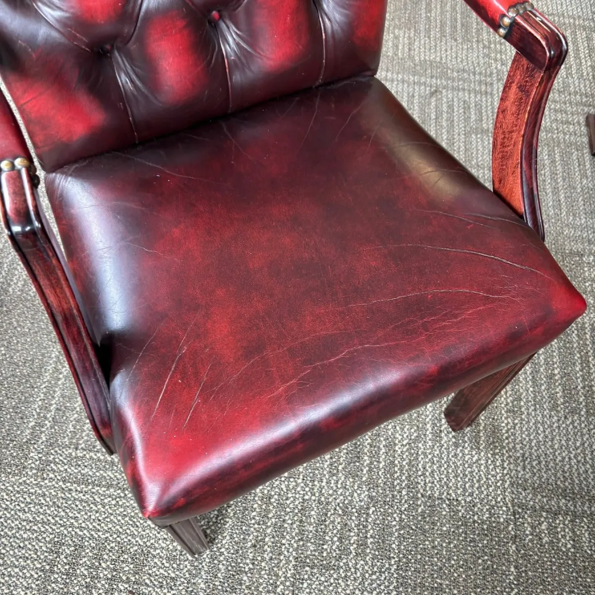 Fabulous vintage deep oxblood button occasional ch - Image 3