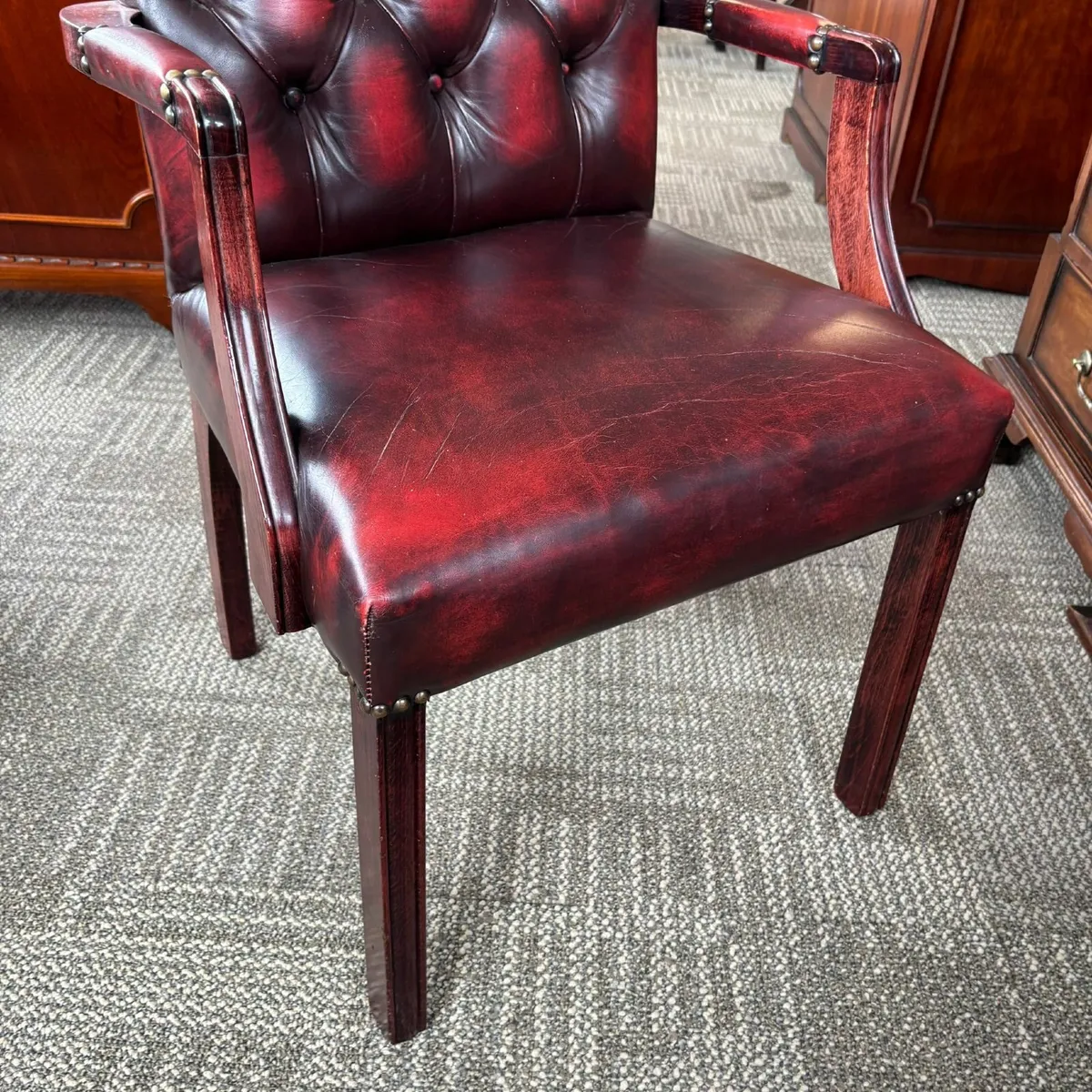 Fabulous vintage deep oxblood button occasional ch - Image 4