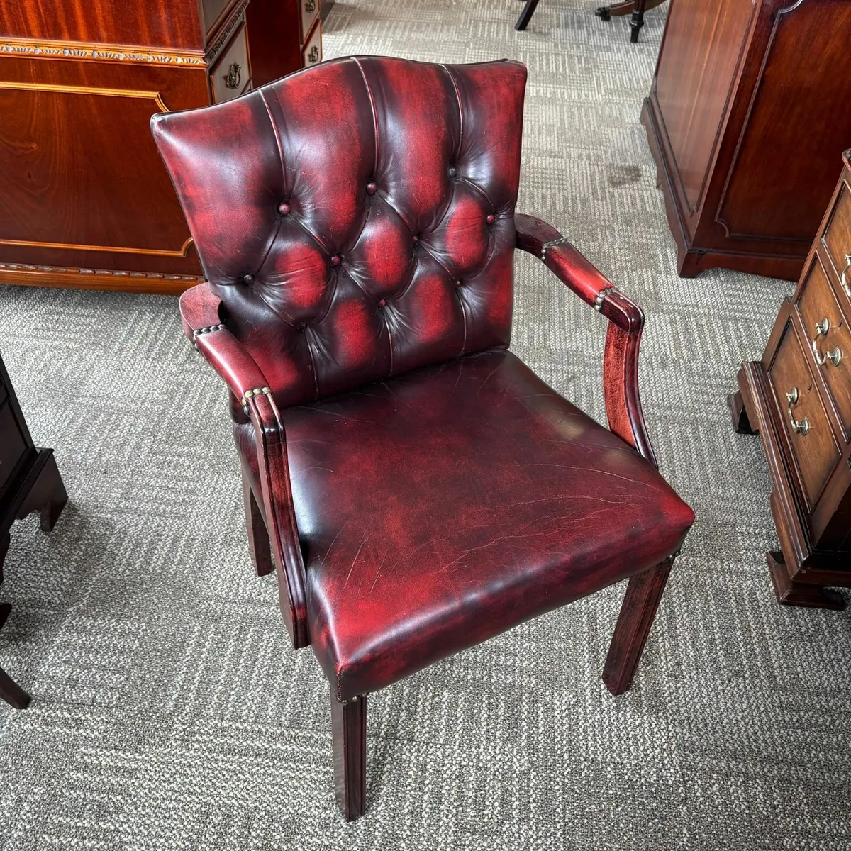 Fabulous vintage deep oxblood button occasional ch - Image 1