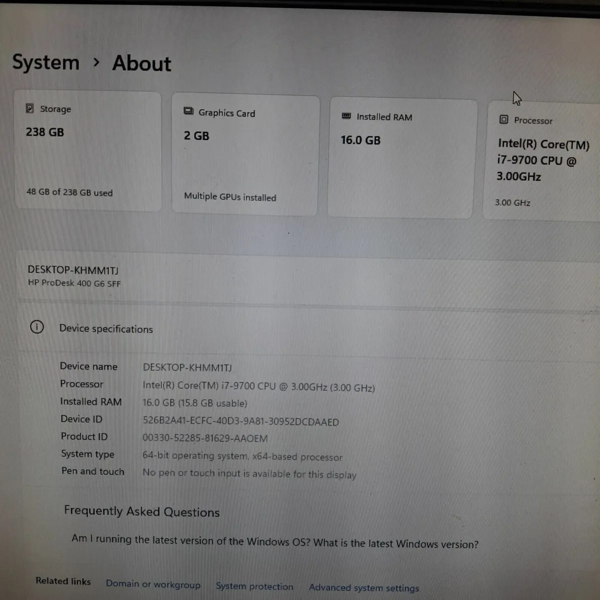 HP ProDesk 400 G6 | i7-9700  R7 430 2GB GPU - Image 2