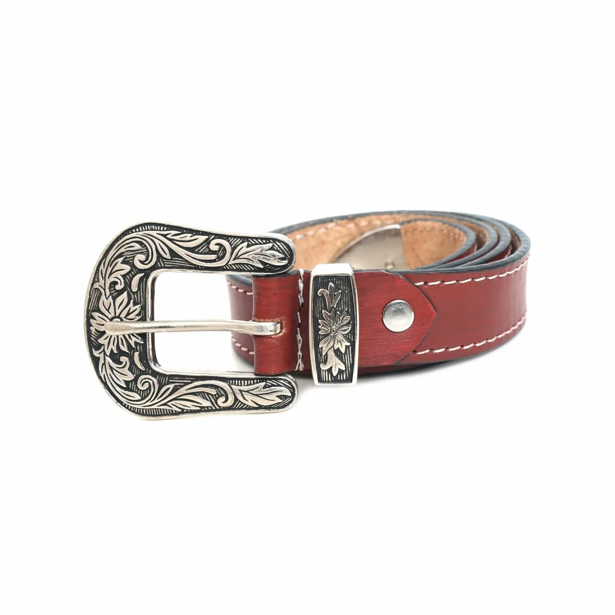 Leather Cowgirl Belt Floral Buckle for Women - Image 4