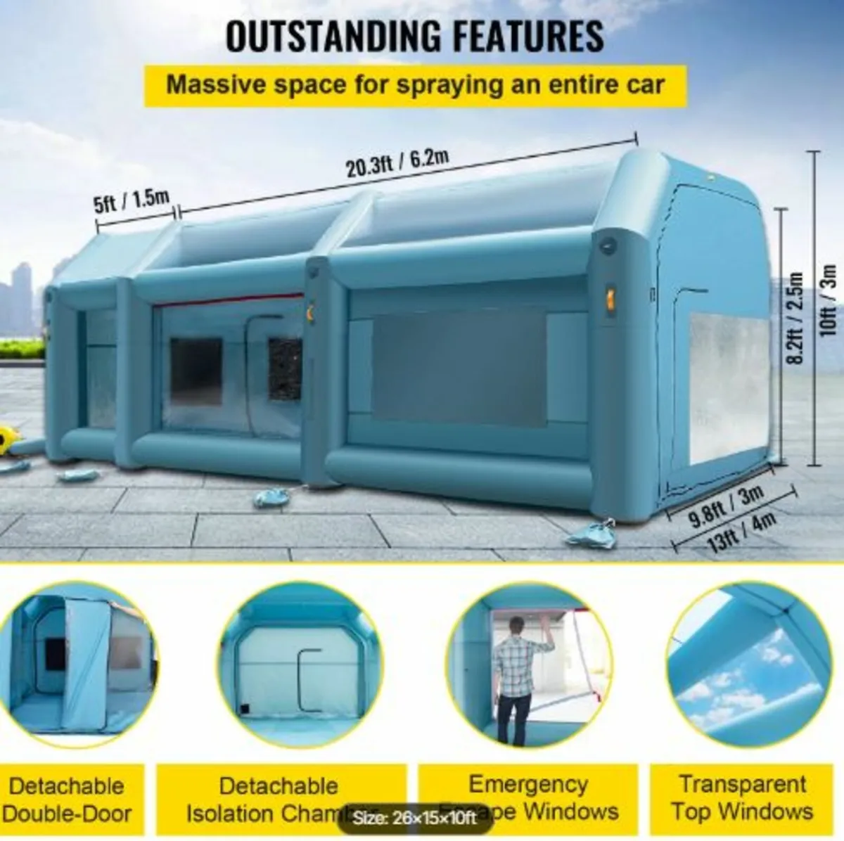 Portable Inflatable Paint Booth, 792.48 x 457.2 - Image 3