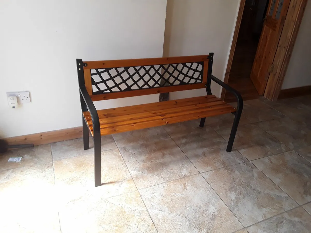 Lightweight garden bench wooden seat - Image 1