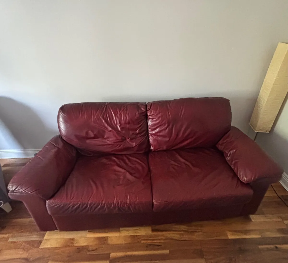 2-Seater Red Leather Couch - Image 1