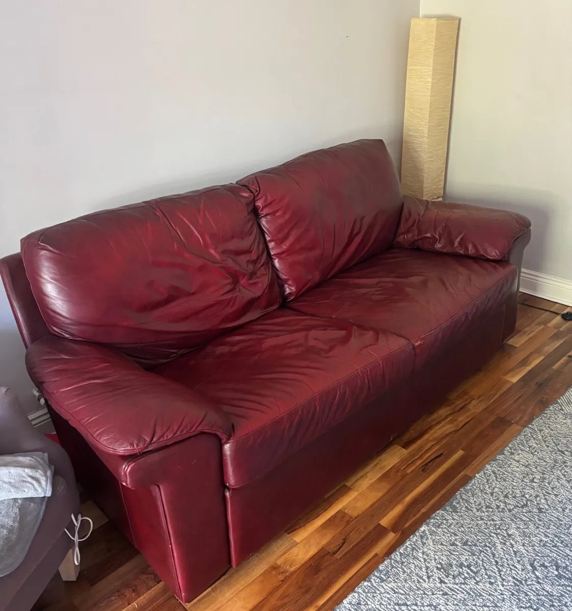 2-Seater Red Leather Couch - Image 2