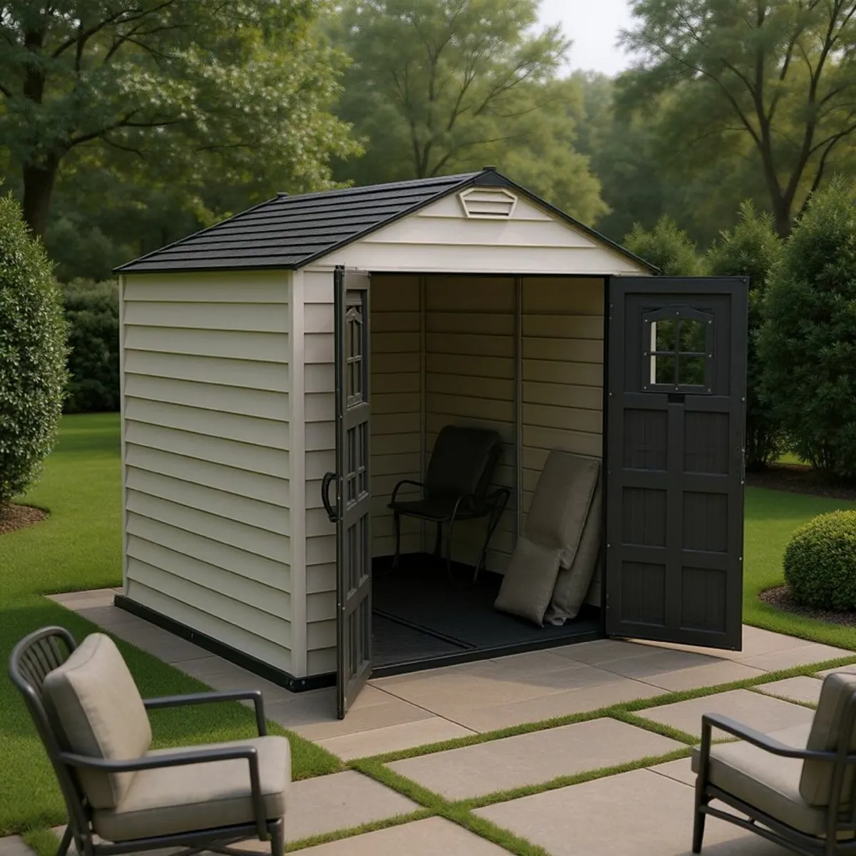 7x7  Storemax Plastic Vinyl Sheds - Image 1