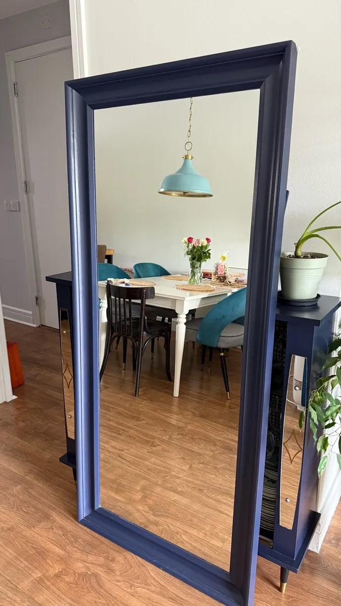 Solid Large Navy Ink Blue Mirror - Image 1